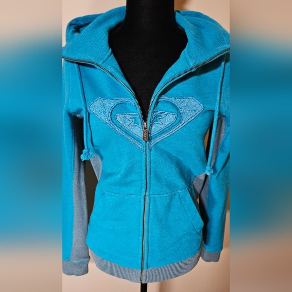 Roxy Tops - SOLD ROXY full zip misses teal blue grey sweatshirt hoodie 2000's Y2K surf